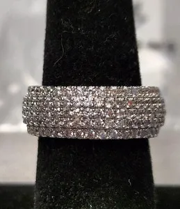 Authentic The Celestial Lattice: 18K White Gold Plated Five-Row Pavé Ring