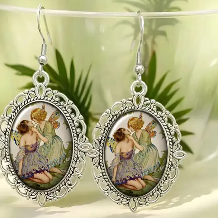 Authentic Whispering Woods Enchanged Fairy Dome Dangle Earrings