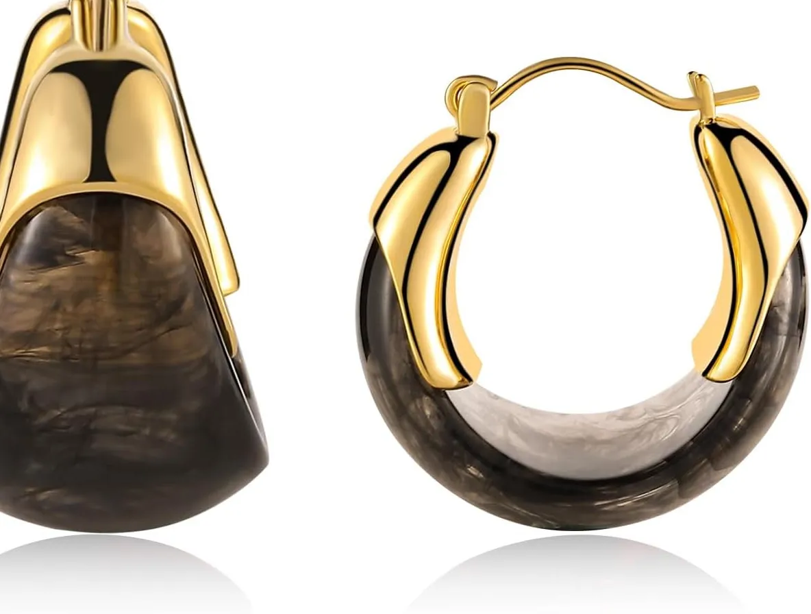 Authentic Golden Solstice Amber Resin Hoops
