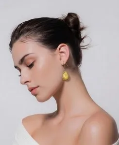 Authentic Amber Moonlit Drops: Gold‑Plated Serenity Earrings