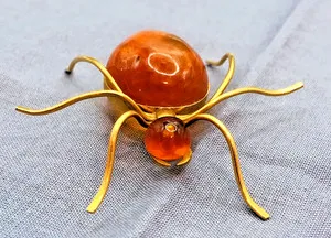 Authentic Ensnared in Destiny - Baltic Amber & Gold Plated Spider Pin