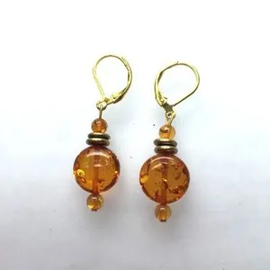 Authentic Sun-Kissed Amber Ear Ornaments in Radiant Gold