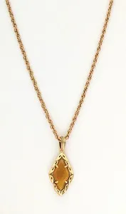 Authentic Kendra Scott Adjust. Vintage Gold Plated Pendant Necklace in Amber Illusion w/DB
