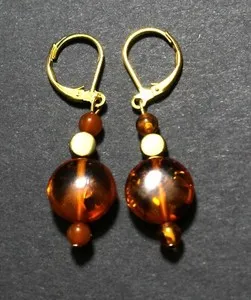 Authentic Radiant Sunlight Drops: Natural Amber and Gold-Plated Talisman Earrings