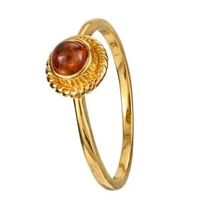 Authentic The Golden Sun-Drop: 18K Gold Plated Sterling Silver Baltic Honey Amber Ring