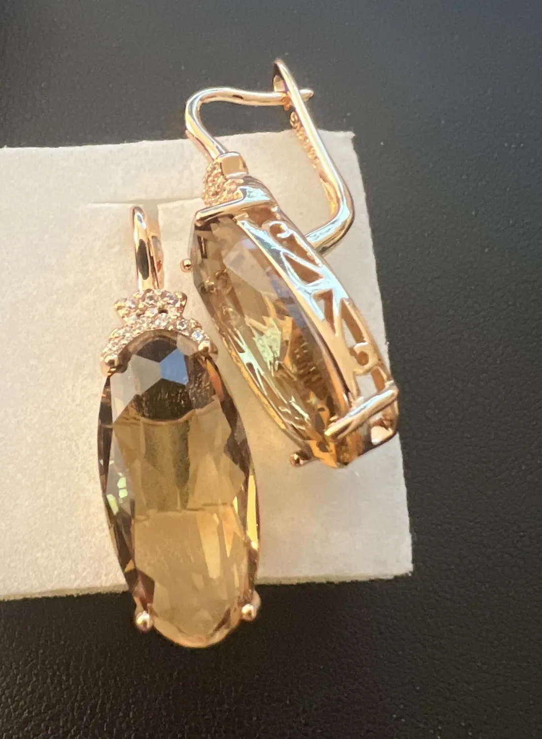 Authentic Amber Oracle of Golden Light: Rose Gold Plated Oval Dangle Earrings