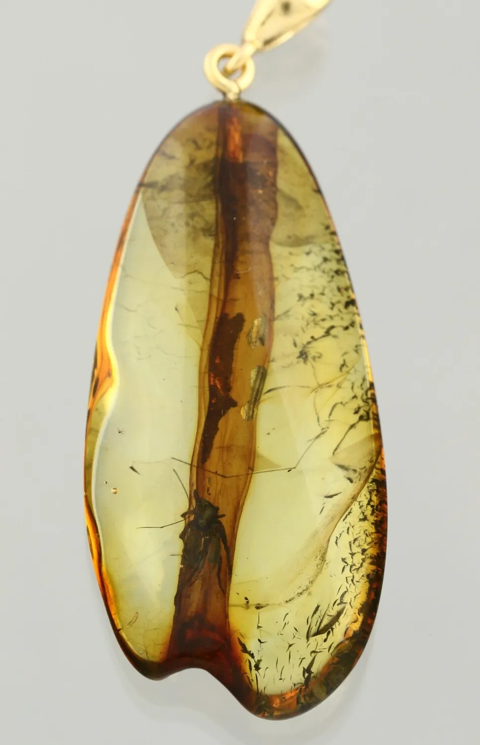 Authentic STALACTITE & SPIDER Fossil BALTIC AMBER Gold Plated Silver Pendant 5g 250410-5