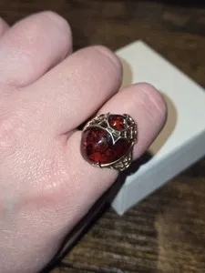 Authentic The Weaver's Web: 14k Rose Gold Plated Sterling Silver Natural Baltic Amber Spider Statement Ring