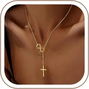 Authentic 14K Gold Plated Cross Necklaces for Women Girls Jewelry Gifts | Infinity CZ Holy
