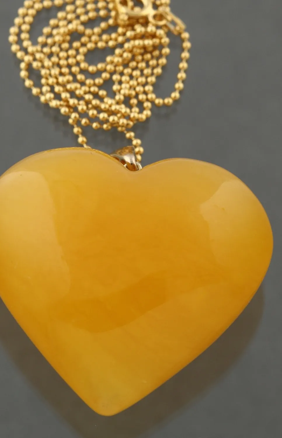 Authentic HUGE Genuine BALTIC AMBER Gold Plated Silver Chain HEART Pendant 27.1g 250806-3