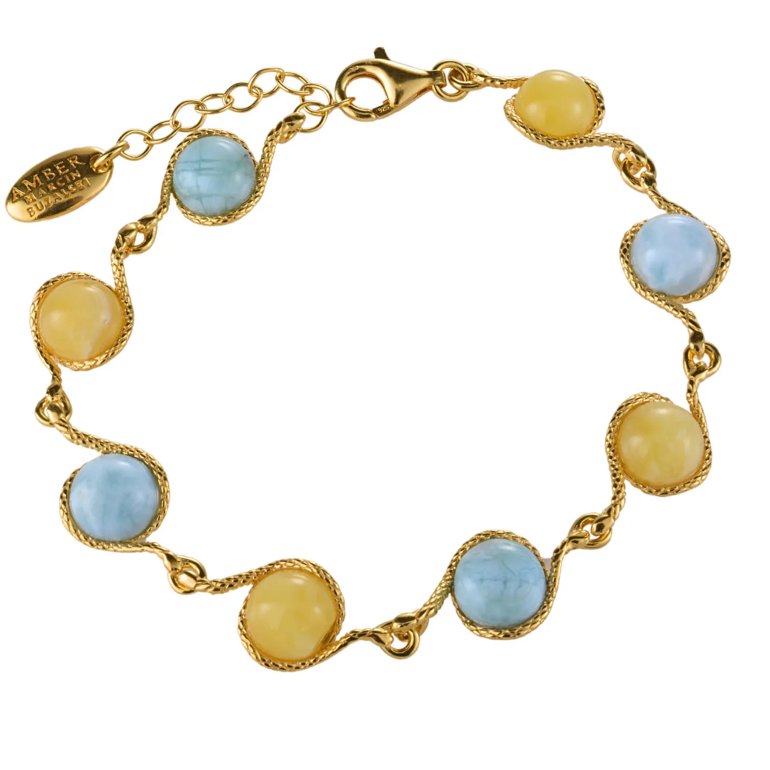 Authentic The Golden Solstice Horizon Bracelet of Butterscotch Baltic Amber and Turquoise