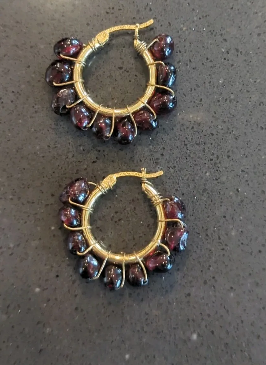 Authentic Eternal Amber Radiance: 18K Gold-Plated Hoop Earrings of Chapa