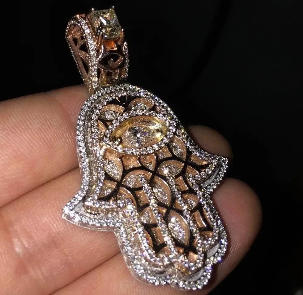 Authentic Rose‑Gold Hamsa: 4.20‑Carat Moissanite Guardian Pendant