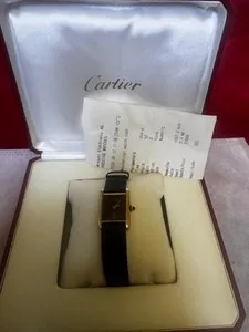 Authentic Vintage Must de Cartier Sterling Silver Gold Plated Manual Wind Ladies Watch