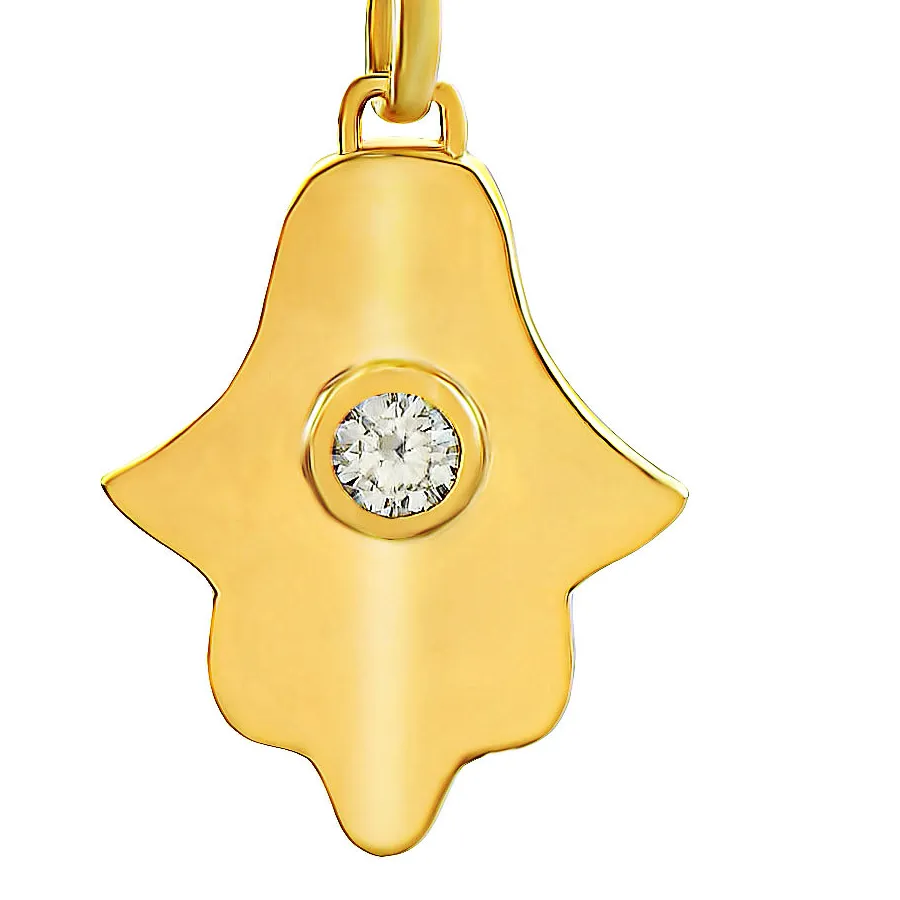 Authentic 18K Gold Plated Colorful Gemstone Hamsa Charm Necklace Jewelry TGP1006