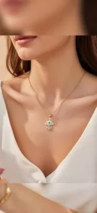 Authentic Sun‑kissed 14K Gold‑Plated Hamsa & Evil Eye Necklace – Radiant Protection