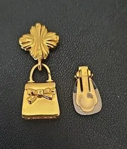 Authentic The Solitary Heritage Relic: A Vintage Fendi Gold-Plated Handbag Clip-On