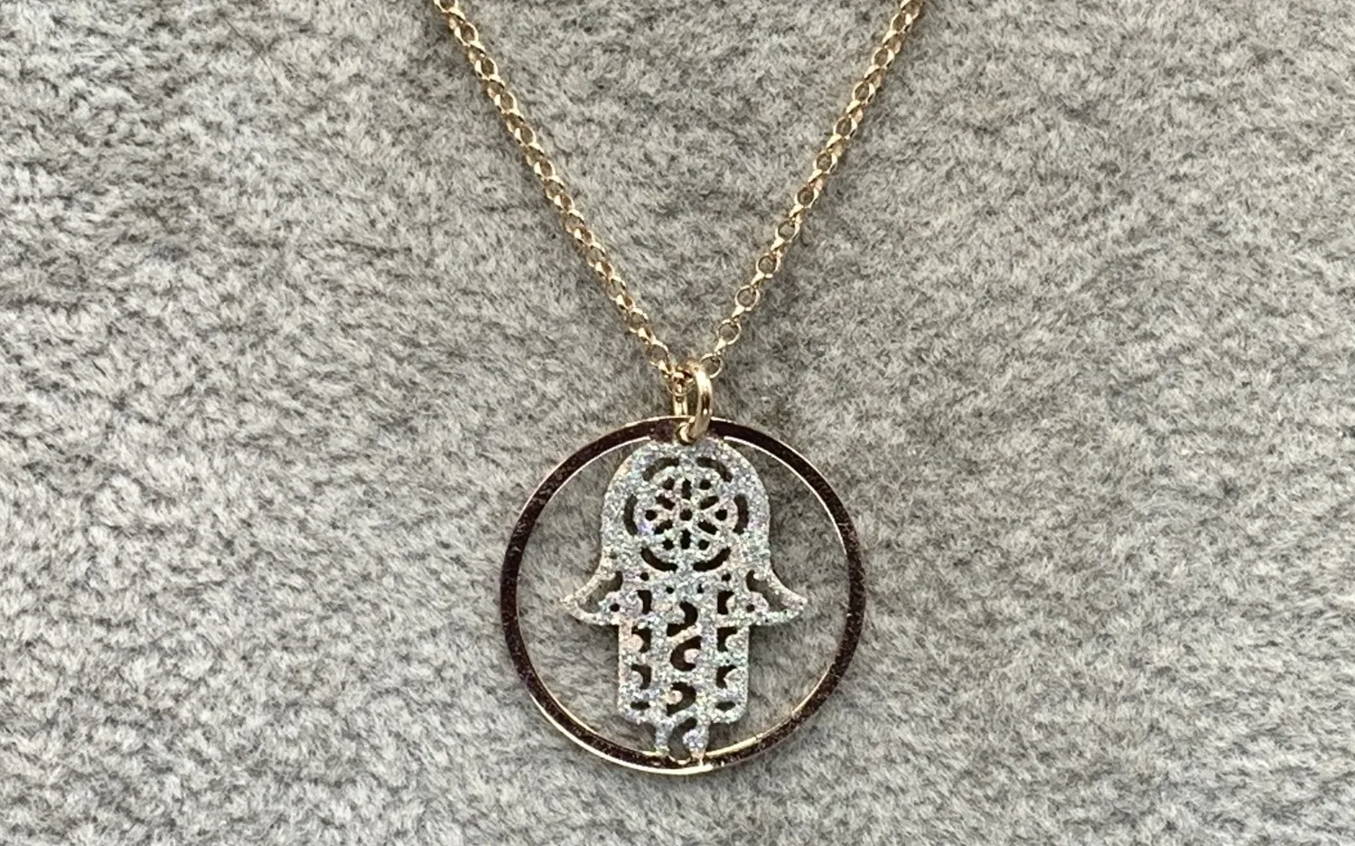 Authentic Rose Gold Plated Sterling Silver Hamsa Pendant Necklace