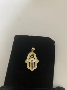 Authentic Hamsa Diamond-Encrusted Gold-Plated Talisman - Divine Protection Amulet