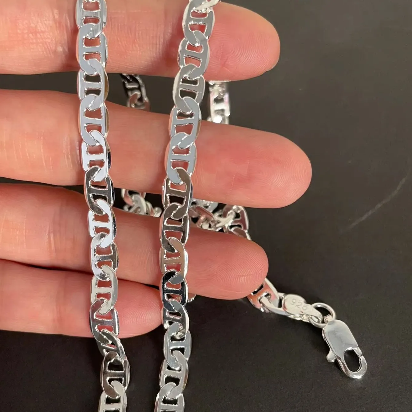 Authentic 925 Sterling Silver Necklace 40-60cm 6MM Wedding Party Jewelry for Women And Men