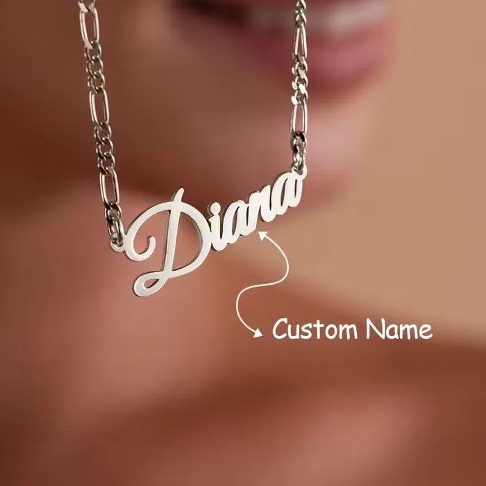 Authentic Celestial Figaro Charm – Personalized Name Necklace of Sacred Steel