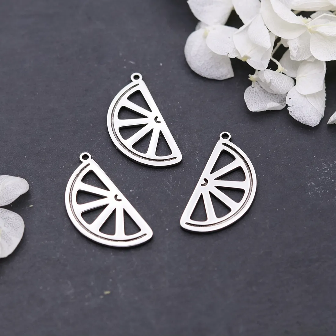 Authentic 3Pcs Lemon Slice Charms For Jewelry Making Craft Supplies Orange Pendants Necklaces Earrings Diy Accessories