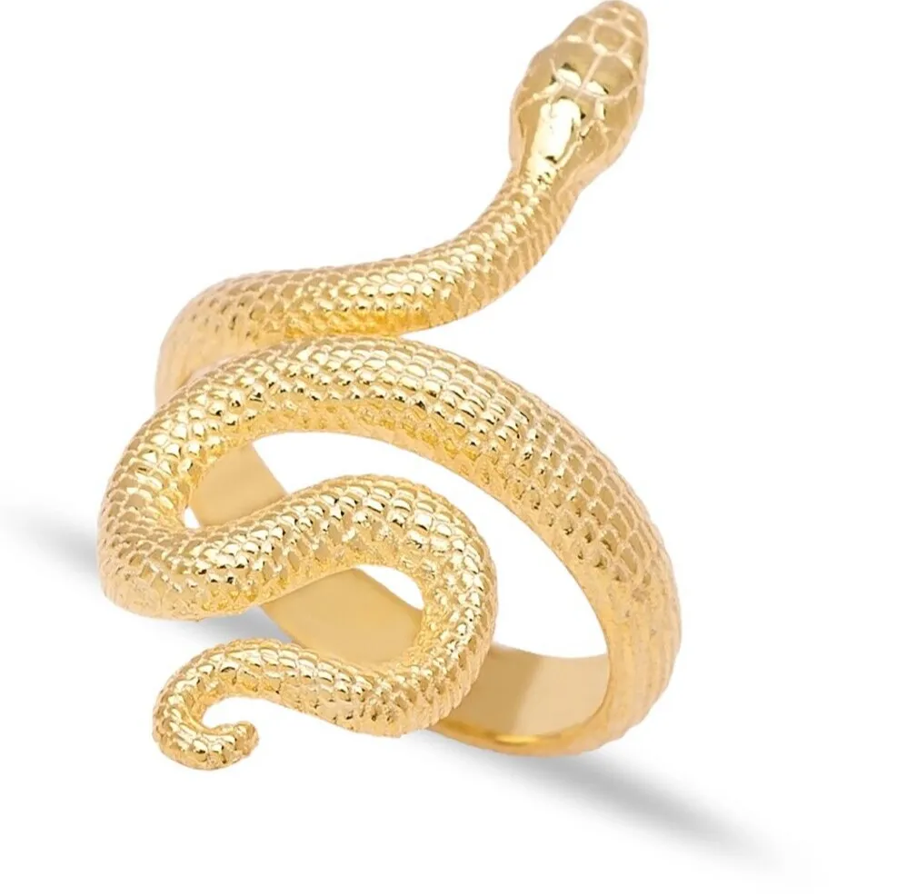 Authentic Snake Ring 925 Sterling Silver Gold Plated Serpent Ring