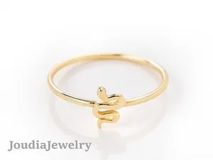 Authentic 925 Sterling Silver Gold Plated Snake Ring Serpent Dainty Statement Jewelry