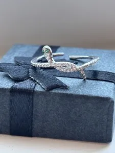 Authentic White Gold Plated Snake Ring CZ Pavé Serpent Wrap Adjustable Band