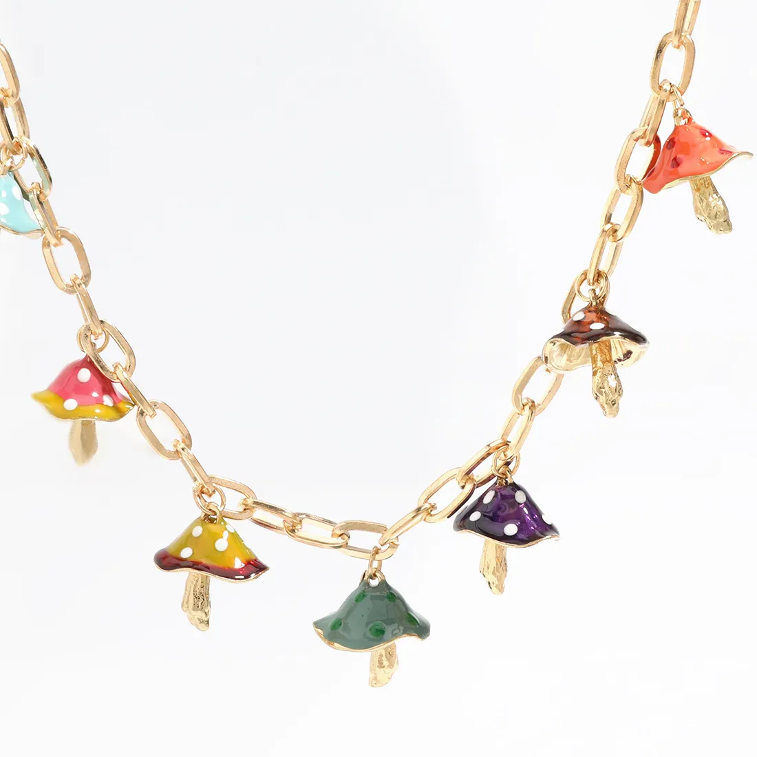 Authentic Enchanted Golden Myconian Amulet- Cottagecore Enamel Mushroom Pendant