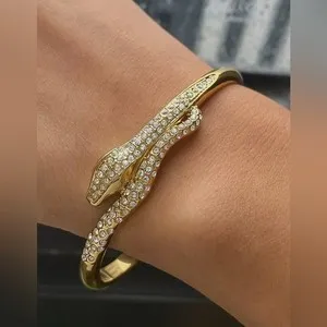 Authentic Estiva, 18K Gold Plated Glam CZ Serpent Bracelet