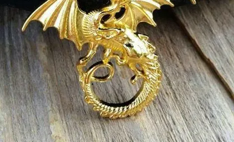 Authentic large 3D GOLDEN DRAGON SERPENT pendant GOLD plated 18K necklace 26" men women