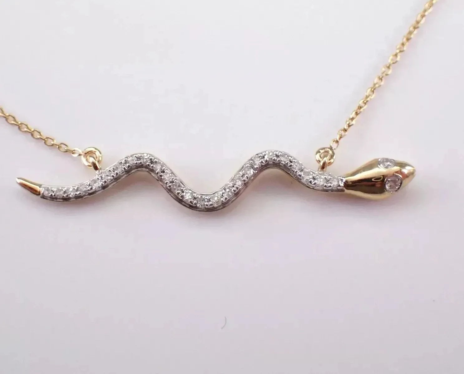 Authentic The Ouroboros Awakening Serpent Pendant with Moissanite Radiance in 14K Two-Tone Gold Plate
