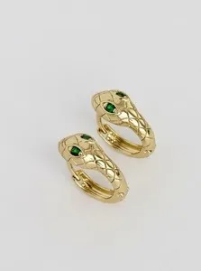 Authentic Serpentine Wisdom Gold Hoop Earrings