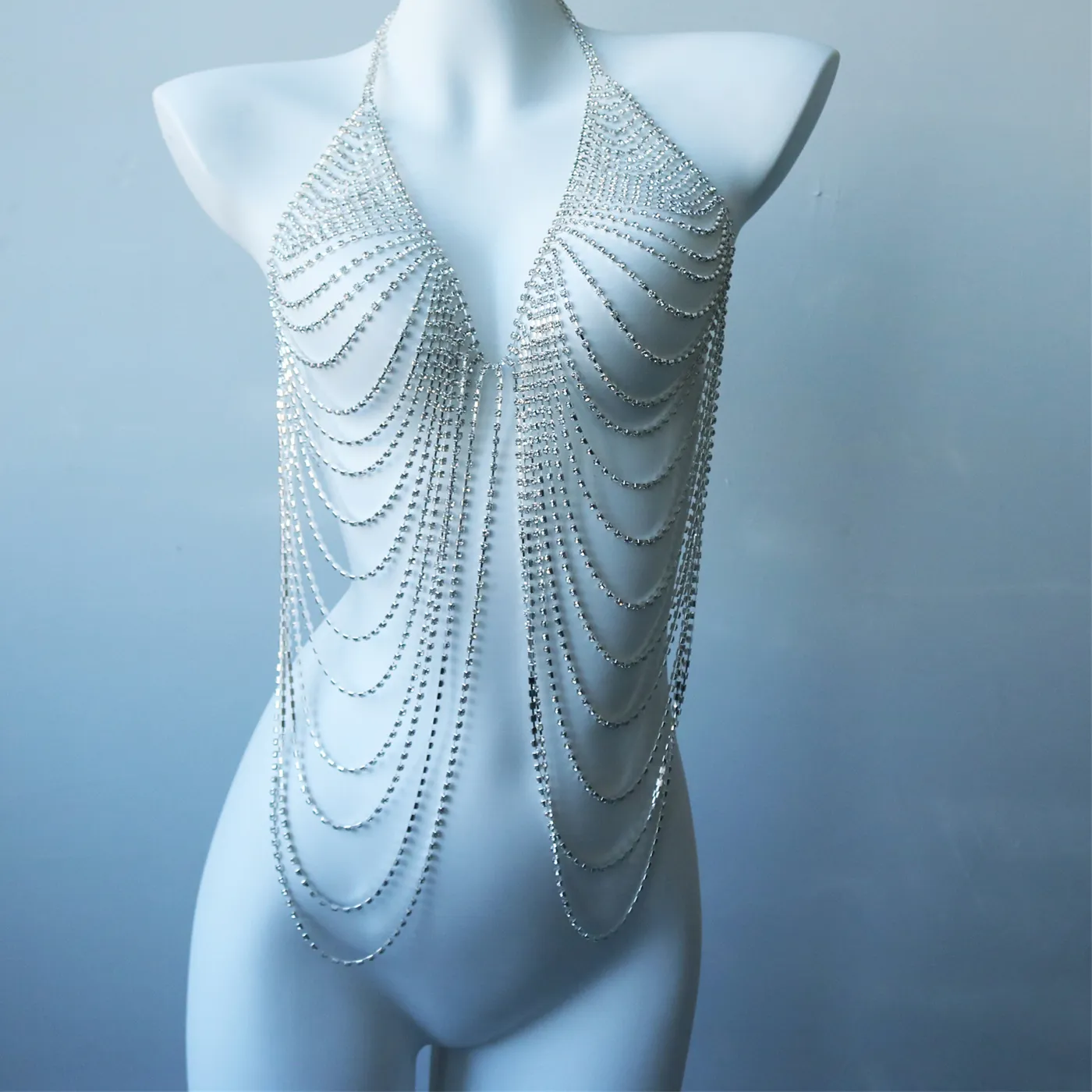 Authentic Multi- Layer Chest Chain Body Jewelry Bra- Style, Sexy Nightclub Body Chain, Stylish & Minimalist Upper Body Chain