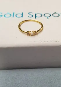 Authentic Celestial Spoon Ring: 14K Gold-Plated Opal & Crystal Harmony