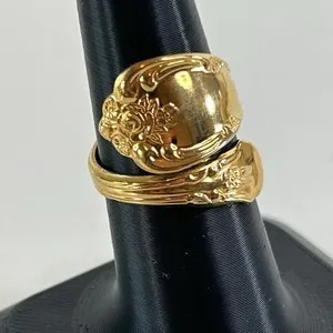 Authentic Celestial Spoon Ring: Adjustable Gold‑Plated Harmony