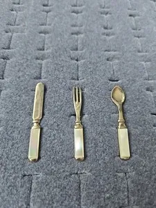 Authentic Celestial Mother‑of‑Pearl Gold‑Plated Trio: Sacred Knife, Fork & Spoon