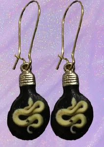 Authentic Embracing Enlightenment: Lightbulb Serpent Gold Earrings for Inner Illumination
