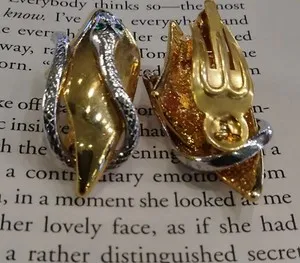 Authentic Green Eyed Snake Serpent Earrings 18K Gold Plated Vintage