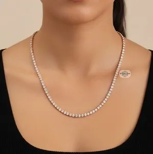 Authentic Radiant Dawn: The 14k Rose Gold-Plated CZ Tennis Chain