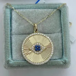 Authentic Celestial Shield: 14K Gold-Plated Moissanite Evil Eye Amulet