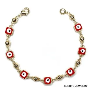 Authentic Protective Vigilance: 14K Gold Plated Evil Eye Amulet Bracelet