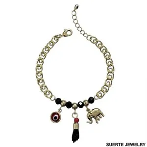 Authentic 14K Gold‑Plated Evil Eye Azabache Bracelet – Protective Amulet of the Watchful Gaze