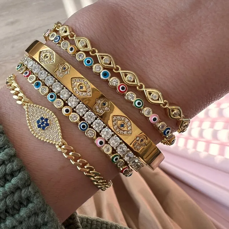 Authentic The Celestial Gaze: Radiant Evil Eye Protection Bracelet