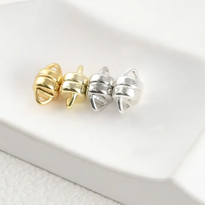Authentic 14K Plated Real Gold Flat Hamburger Shape Strong Magnetic Buckle Diy Handmade Bracelet Jewelry Ending Buckle Accessories