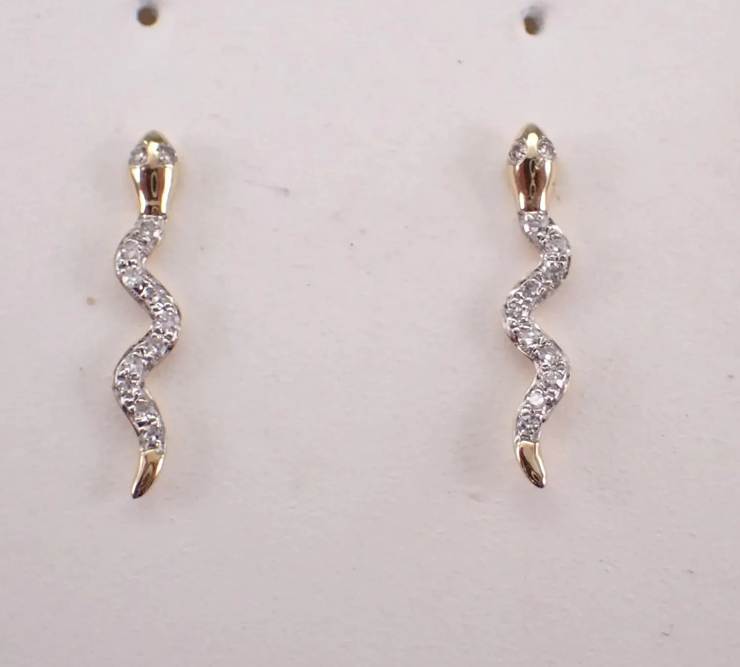 Authentic Serpent of Dawn Moissanite Stud Earrings in Two-Tone Gold