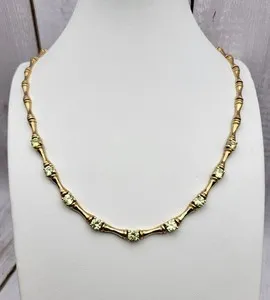 Authentic Harmony of Nature: Green CZ Bamboo Choker Necklace