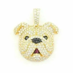 Authentic Guardian Of The Heart Tiny Bulldog Pendant With Ethereal Lab Diamond