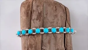 Authentic 4.00Ct Round Lab Created Turquoise Women's Fancy Bracelet 14k White Gold Plated